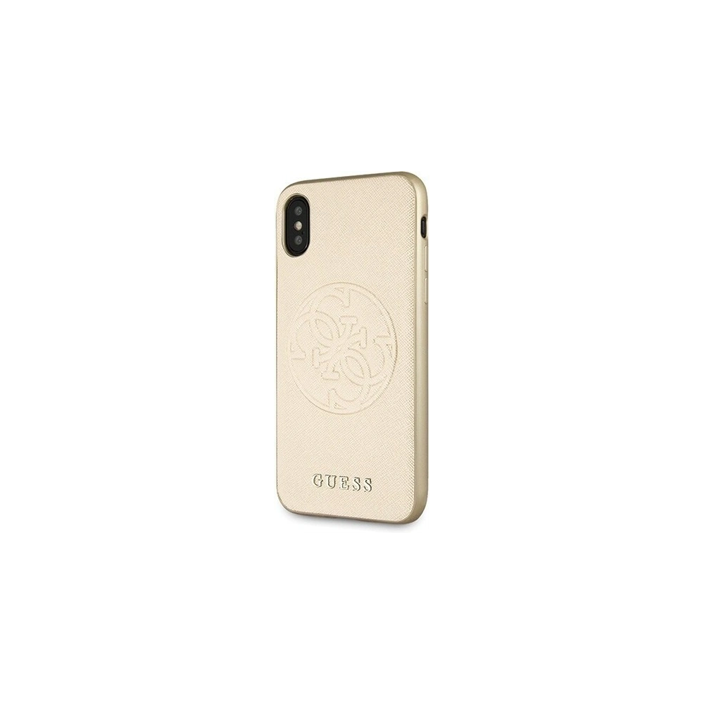 Hurtownia GSM - Etui Guess GUHCPXRSSASGO Apple iPhone X/XS złoty/gold hard case Saffiano 4G Circle Logo - GUE449GLD - {ean13} - Hurt