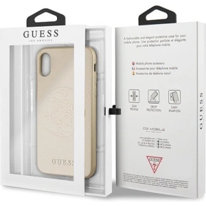 Hurtownia GSM - Etui Guess GUHCPXRSSASGO Apple iPhone X/XS złoty/gold hard case Saffiano 4G Circle Logo - GUE449GLD - {ean13} - Hurt