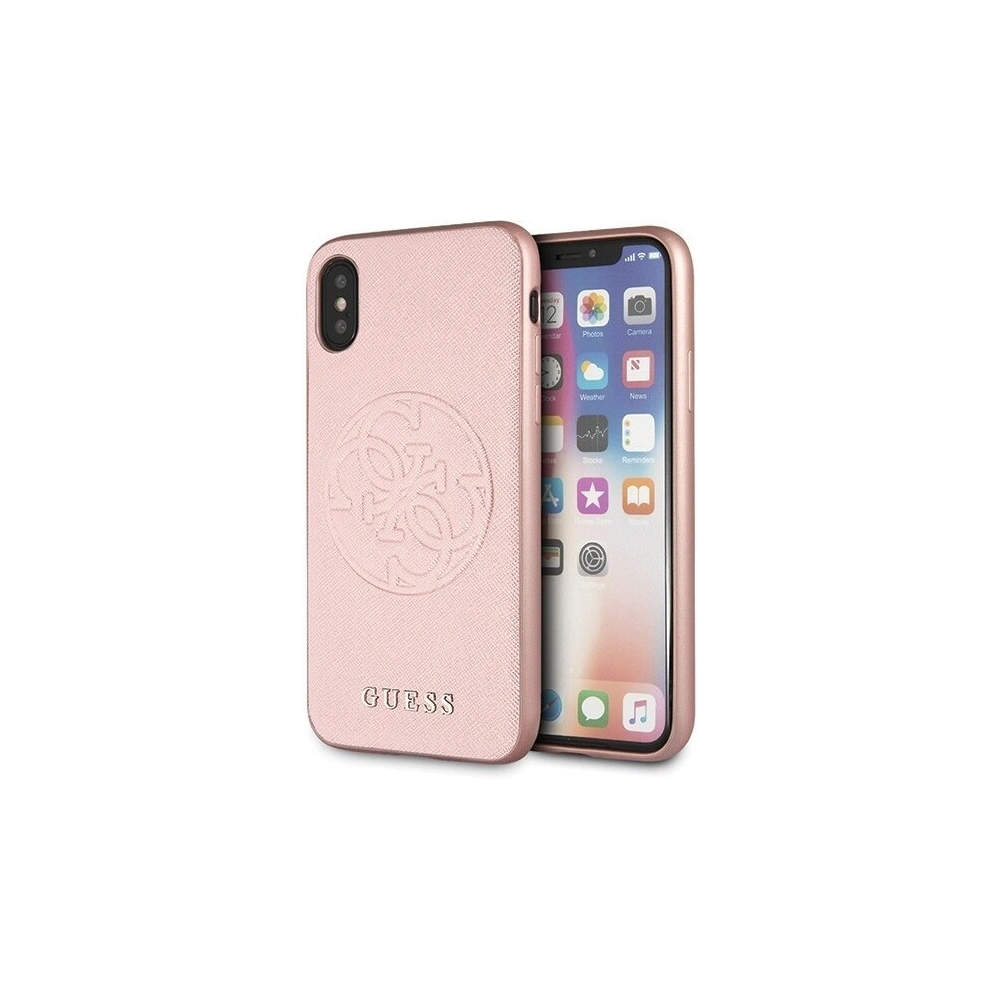 Hurtownia GSM - Etui Guess GUHCPXRSSASRG Apple iPhone X/XS różowo-złoty/rose gold hard case Saffiano 4G Circle Logo - GUE450RS - {ean13} - Hurt