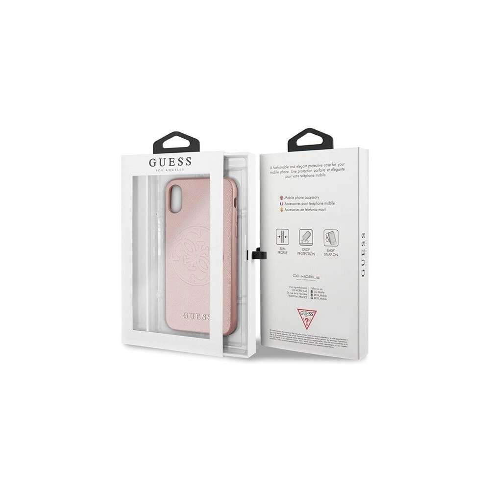 Hurtownia GSM - Etui Guess GUHCPXRSSASRG Apple iPhone X/XS różowo-złoty/rose gold hard case Saffiano 4G Circle Logo - GUE450RS - {ean13} - Hurt