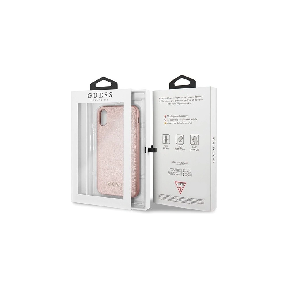 Hurtownia GSM - Etui Guess GUHCPXSLSAPI Apple iPhone X/XS różowy/pink hard case Saffiano Silicone - GUE453PNK - {ean13} - Hurt