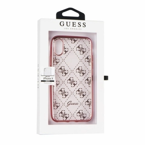 Etui Guess GUHCPXTR4GRG Apple iPhone X/XS różowo-złoty/rose gold 4G Transparent