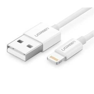 Cablu Lightning UGREEN MFi 2m (alb), nichelat