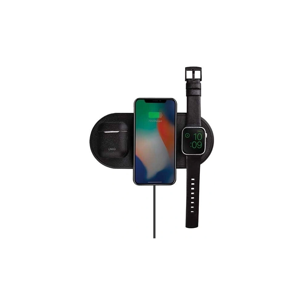 Hurtownia GSM - UNIQ Ład. indukcyjna Aereo 3w1 10W Fast charge czarny/charcoal black (LITHOS Collective) - UNIQ160BLK - {ean13} - Hurt