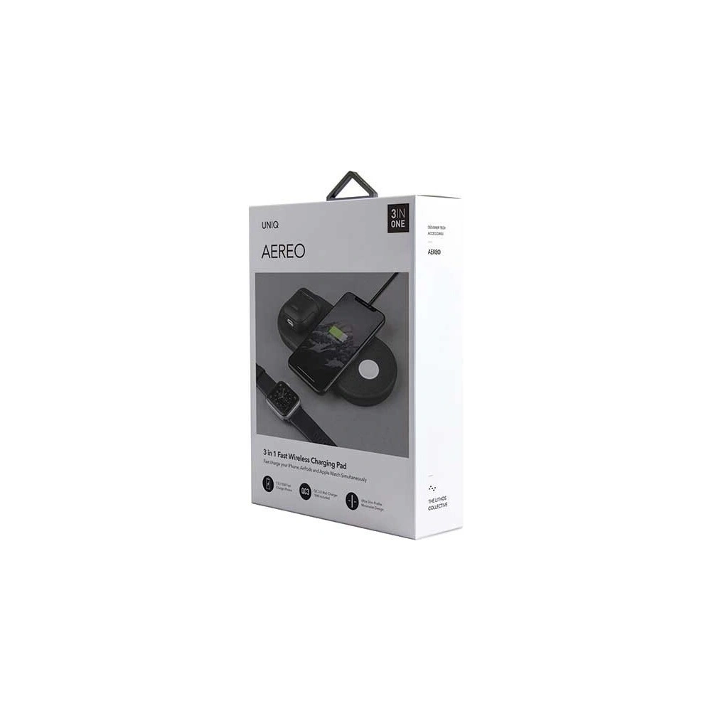 Hurtownia GSM - UNIQ Ład. indukcyjna Aereo 3w1 10W Fast charge czarny/charcoal black (LITHOS Collective) - UNIQ160BLK - {ean13} - Hurt
