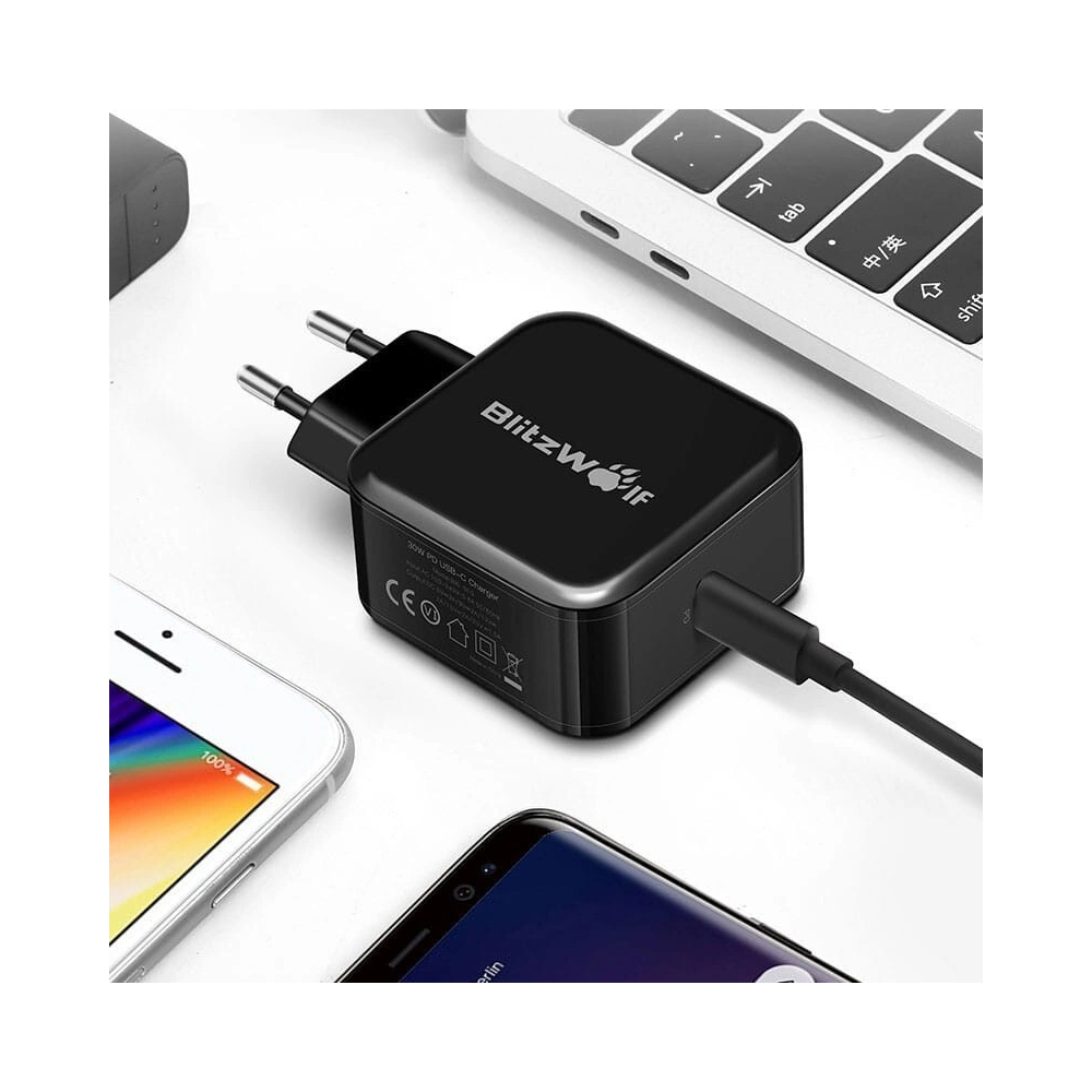 Wholesale Wall Charger USB-C BlitzWolf BW-S10 30W Black - BLZ212BLK - {ean13} - Hurt
