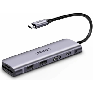 Adapter 6w1 UGREEN Hub USB-C do 2x USB 3.0 + HDMI + SD/MicroSD + PD