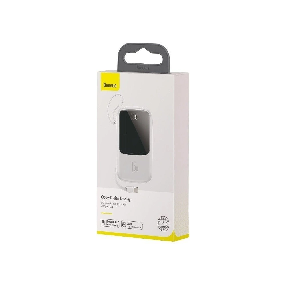Hurtownia GSM - Powerbank Baseus Qpow z kablem USB-C, 10000mAh, 3A, 15W (biały) - BSU1329WHT - {ean13} - Hurt