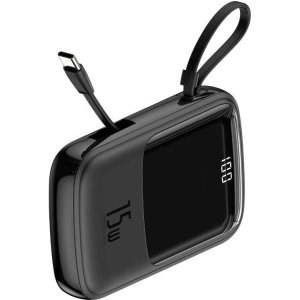 Powerbank Baseus Qpow with USB-C cable, 10000mAh, 3A, 15W Black