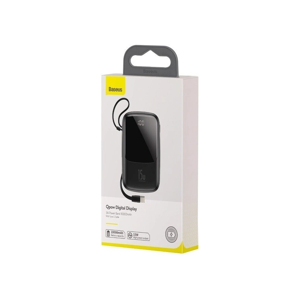 Hurtownia GSM - Powerbank Baseus Qpow cu cablu USB-C, 10000mAh, 3A, 15W (negru) - BSU1330BLK - {ean13} - Hurt