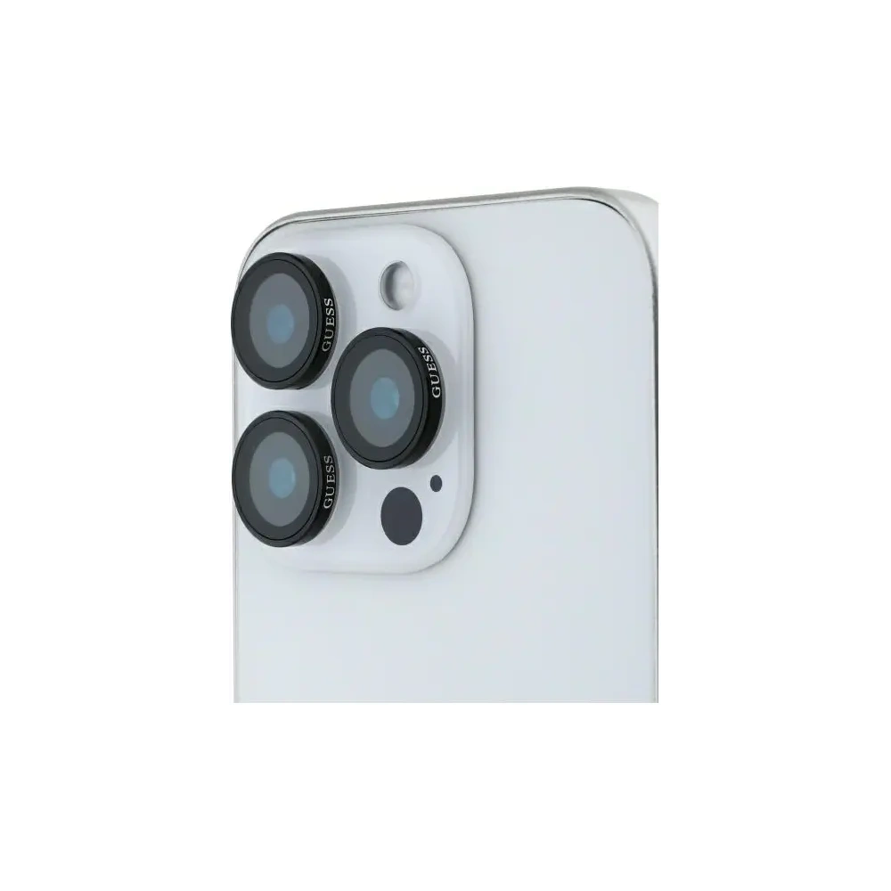 Hurtownia GSM - Tvrzené sklo na objektiv fotoaparátu Guess GUCL163SAGK Apple iPhone 16 Pro / 16 Pro Max Ochranný kovový objektiv černý/black - GUE4202 - {ean13} - Hurt