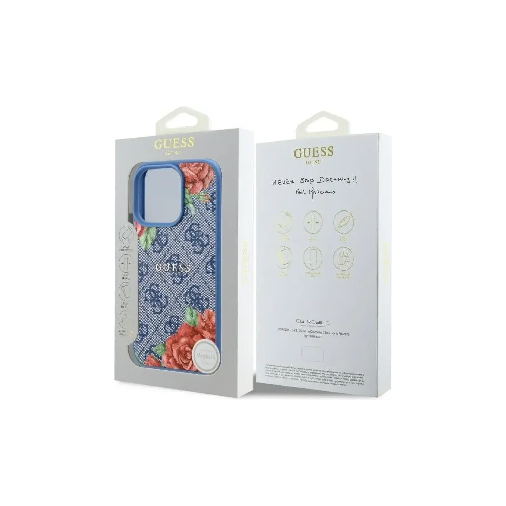 Hurtownia GSM - Guess GUHMP16LP4ROPEMCB Apple iPhone 16 Pro Hartschale 4G Blumenmuster MagSafe blau - GUE4203 - {ean13} - Hurt