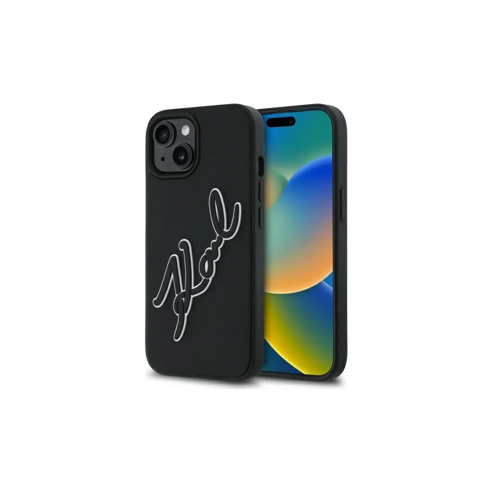 Hurtownia GSM - Karl Lagerfeld KLHCP15S3DRKSDLK Apple iPhone 15 hardcase 3D Rubber Signature negru - KLD21840 - {ean13} - Hurt