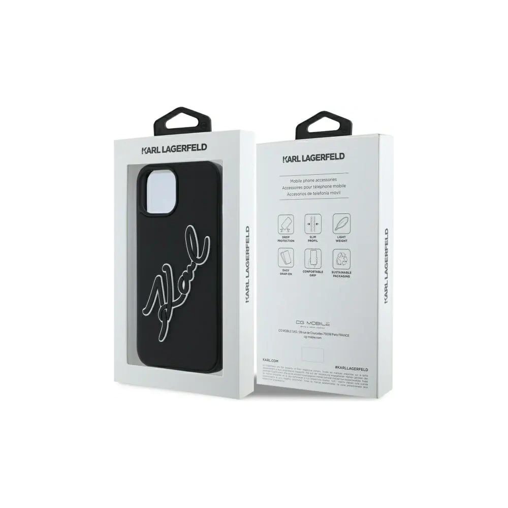 Hurtownia GSM - Karl Lagerfeld KLHCP15S3DRKSDLK Apple iPhone 15 hardcase 3D Rubber Signature negru - KLD21840 - {ean13} - Hurt