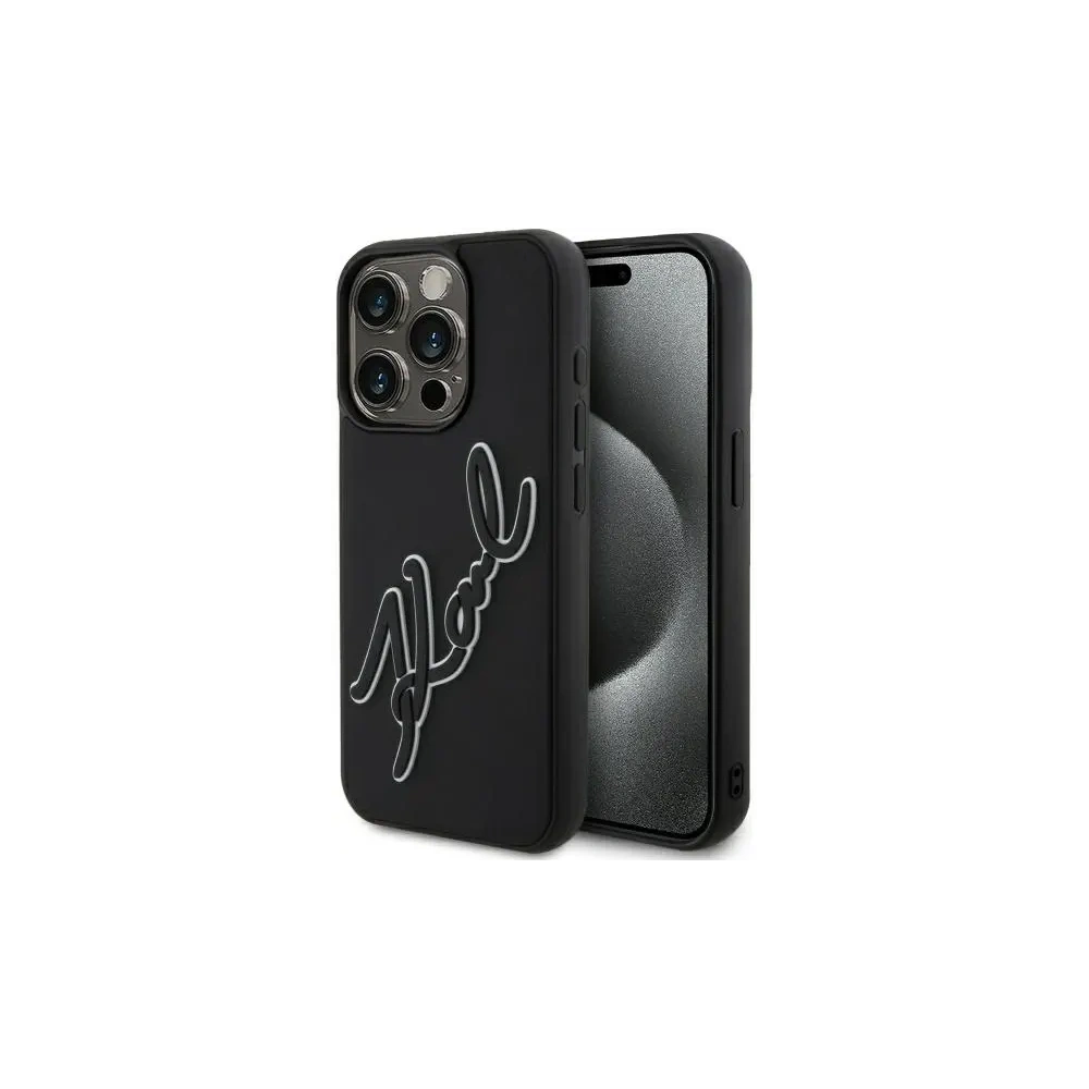 Hurtownia GSM - Karl Lagerfeld KLHCP15X3DRKSDLK Apple iPhone 15 Pro Max Hartschale 3D Gummi Signatur schwarz - KLD21841 - {ean13} - Hurt