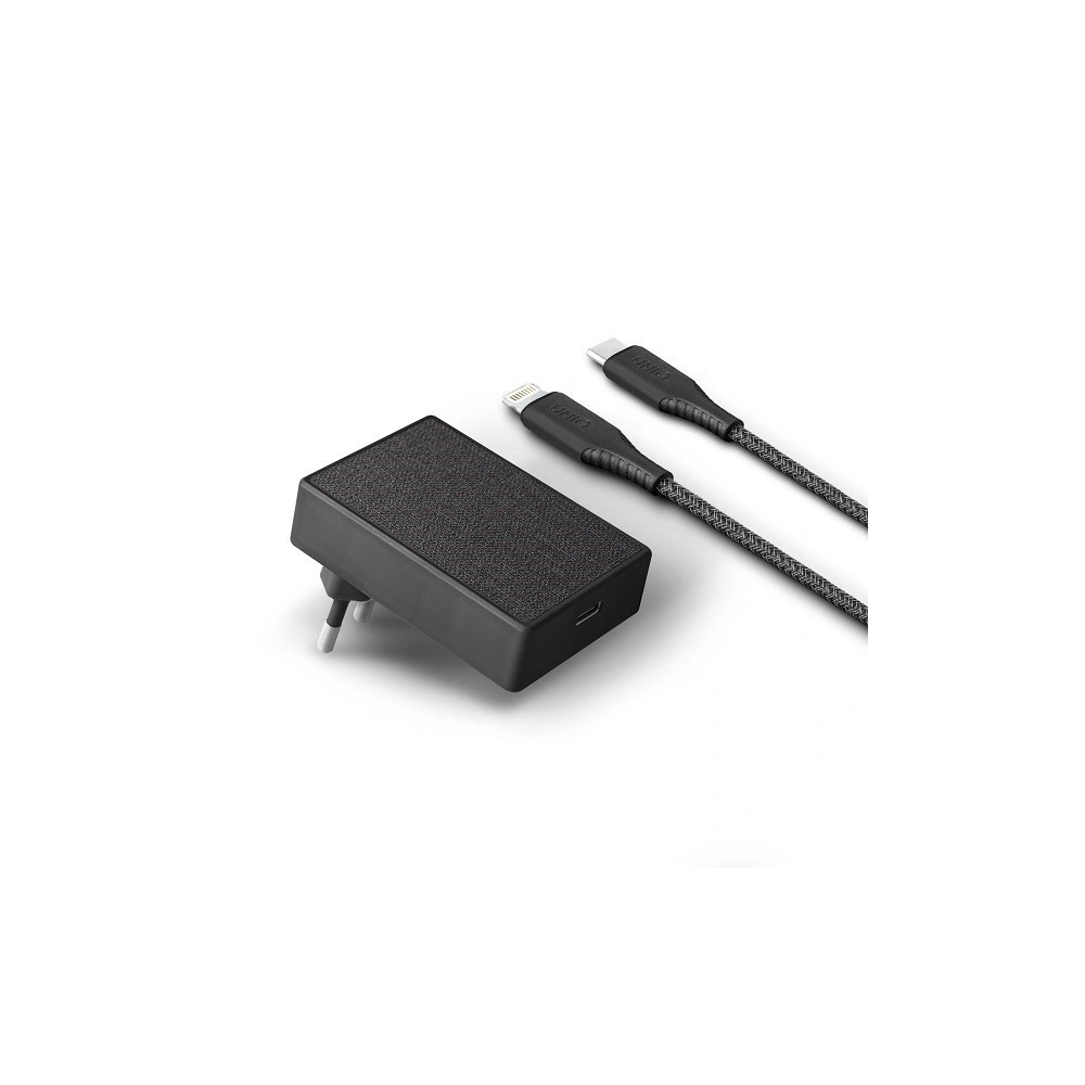 Hurtownia GSM - UNIQ Ładowarka sieciowa Votre Slim USB-C PD 18W MFI + kabel USB-C na lightning czarny - UNIQ216BLK - {ean13} - Hurt