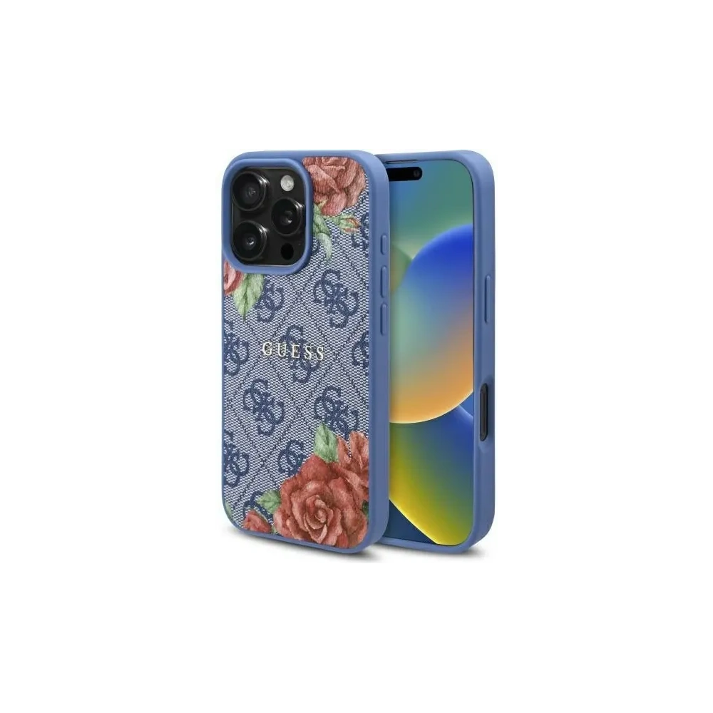 Wholesale Guess GUHMP16XP4ROPEMCB Apple iPhone 16 Pro Max hardcase 4G Flowers Print MagSafe blue - GUE4210 - {ean13} - Hurt