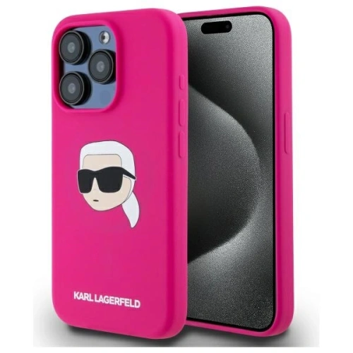 Etui Karl Lagerfeld KLHMP15LSKHPPLF Apple iPhone 15 Pro hardcase Silicone Karl Head Print MagSafe fuksja/fuschia