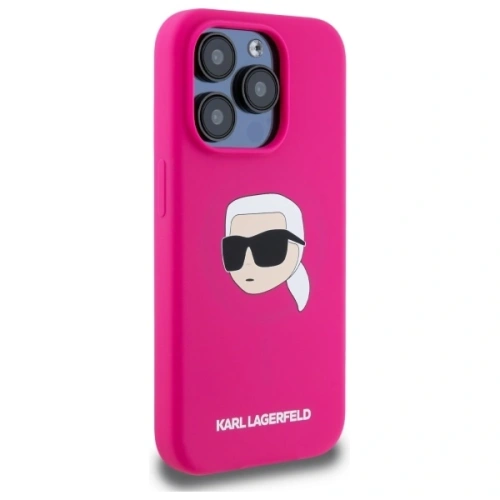 Etui Karl Lagerfeld KLHMP15LSKHPPLF Apple iPhone 15 Pro hardcase Silicone Karl Head Print MagSafe fuksja/fuschia