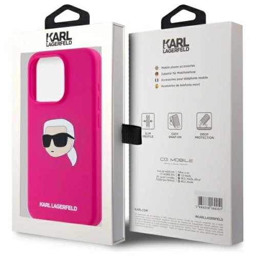 Etui Karl Lagerfeld KLHMP15LSKHPPLF Apple iPhone 15 Pro hardcase Silicone Karl Head Print MagSafe fuksja/fuschia