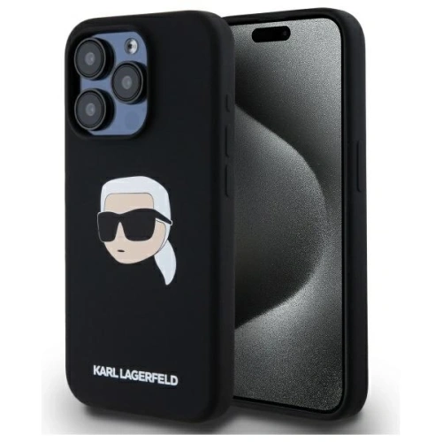 Etui Karl Lagerfeld KLHMP15LSKHPPLK Apple iPhone 15 Pro hardcase Silicone Karl Head Print MagSafe czarny/black