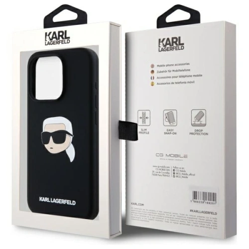 Etui Karl Lagerfeld KLHMP15LSKHPPLK Apple iPhone 15 Pro hardcase Silicone Karl Head Print MagSafe czarny/black