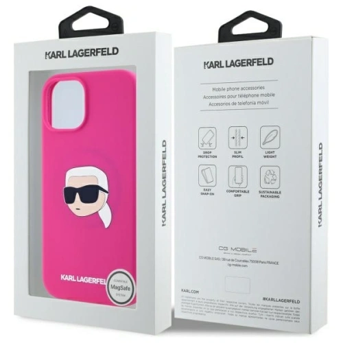 Etui Karl Lagerfeld KLHMP15SSKHPPLF Apple iPhone 15 hardcase Silicone Karl Head Print MagSafe fuksja/fuschia