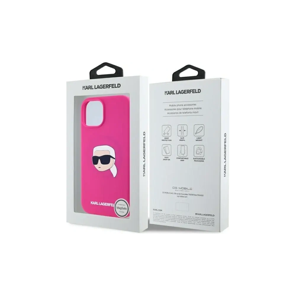 Hurtownia GSM - Karl Lagerfeld KLHMP15SSKHPPLF Apple iPhone 15 hardcase Silicon Karl Head Print MagSafe fuchsia - KLD21846 - {ean13} - Hurt