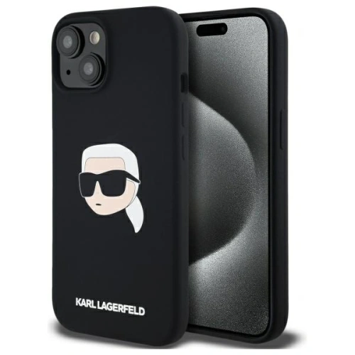 Etui Karl Lagerfeld KLHMP15SSKHPPLK Apple iPhone 15 hardcase Silicone Karl Head Print MagSafe czarny/black
