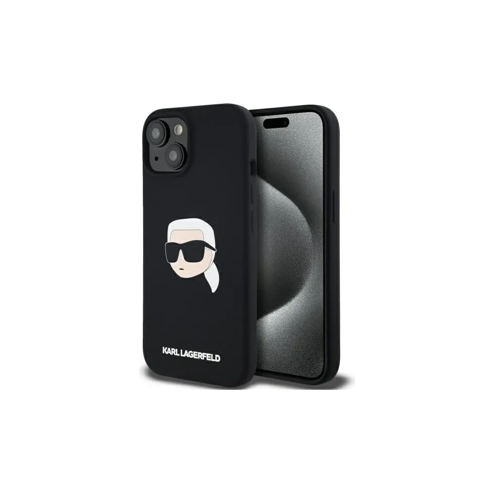 Hurtownia GSM - Karl Lagerfeld KLHMP15SSKHPPLK Apple iPhone 15 carcasă din silicon hardcase cu imprimeu Karl Head MagSafe negru - KLD21847 - {ean13} - Hurt