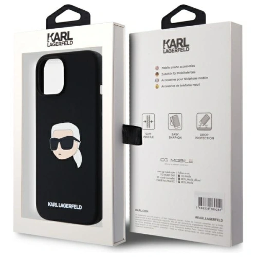 Etui Karl Lagerfeld KLHMP15SSKHPPLK Apple iPhone 15 hardcase Silicone Karl Head Print MagSafe czarny/black