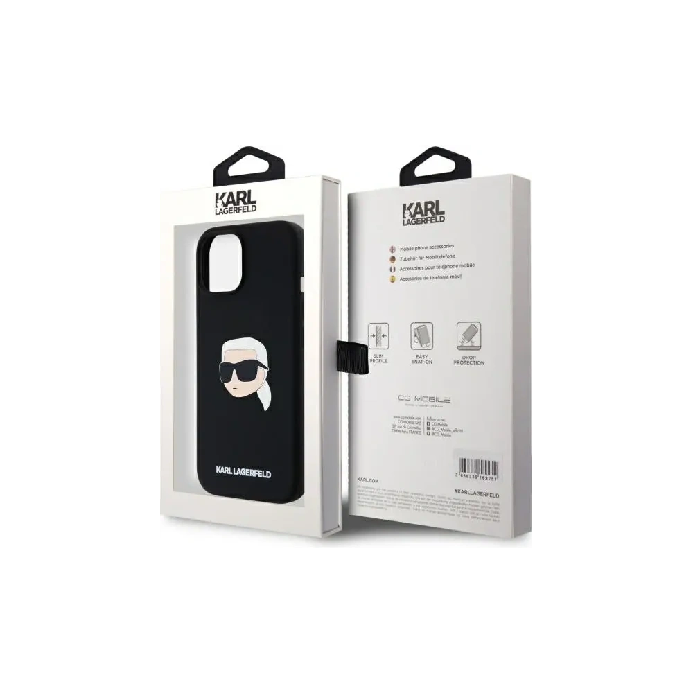 Hurtownia GSM - Karl Lagerfeld KLHMP15SSKHPPLK Apple iPhone 15 carcasă din silicon hardcase cu imprimeu Karl Head MagSafe negru - KLD21847 - {ean13} - Hurt