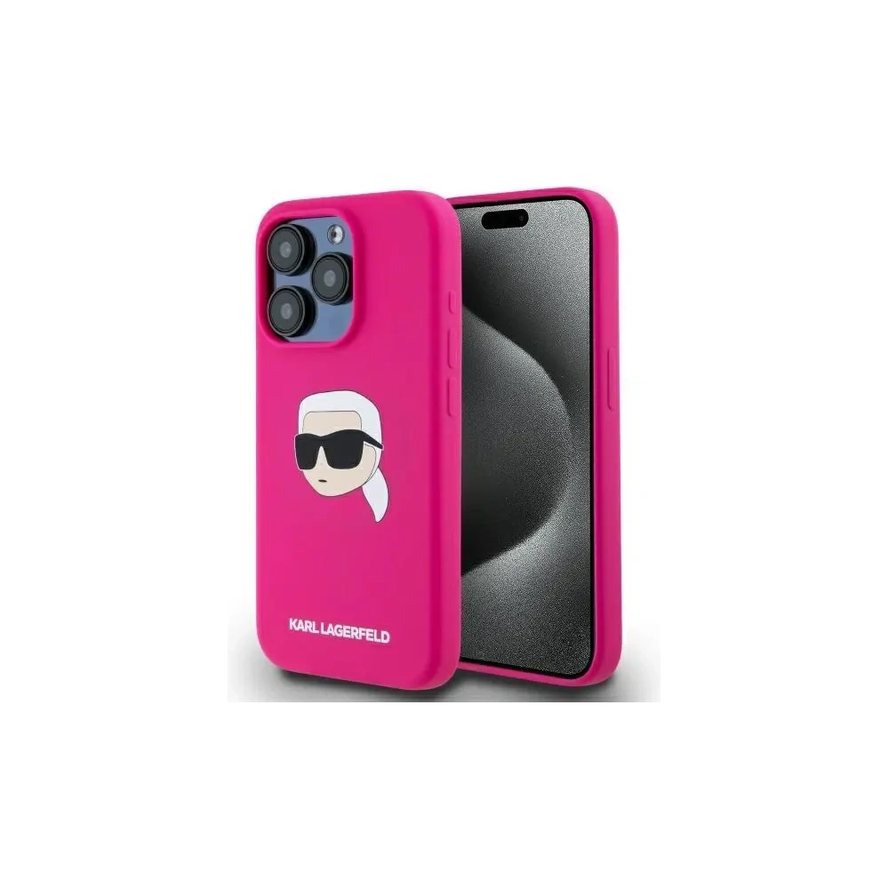 Hurtownia GSM - Karl Lagerfeld KLHMP15XSKHPPLF Apple iPhone 15 Pro Max Hartschale Silikon Karl Kopf Druck MagSafe fuchsia - KLD21848 - {ean13} - Hurt