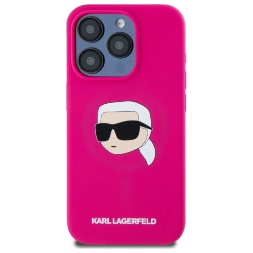 Etui Karl Lagerfeld KLHMP15XSKHPPLF Apple iPhone 15 Pro Max hardcase Silicone Karl Head Print MagSafe fuksja/fuschia