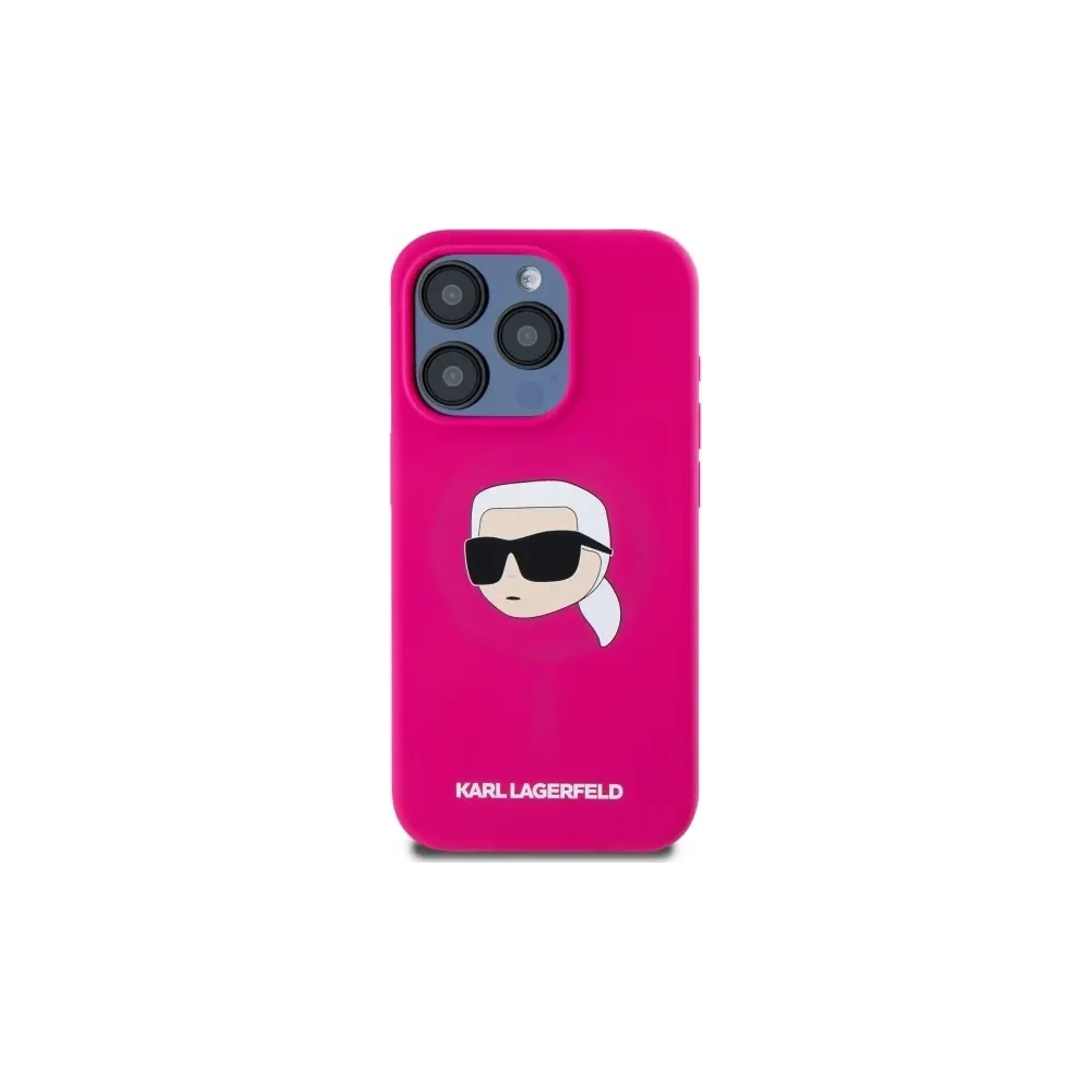 Hurtownia GSM - Karl Lagerfeld KLHMP15XSKHPPLF Apple iPhone 15 Pro Max Hartschale Silikon Karl Kopf Druck MagSafe fuchsia - KLD21848 - {ean13} - Hurt