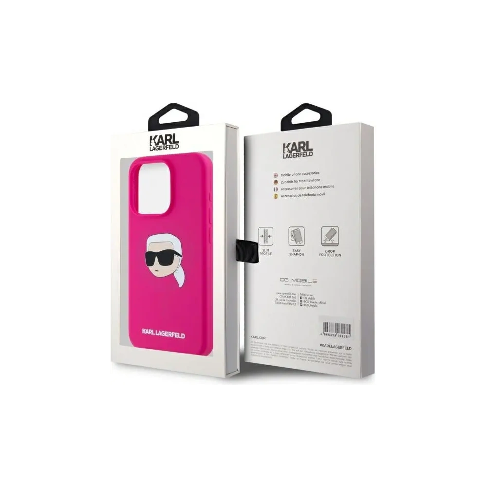 Hurtownia GSM - Karl Lagerfeld KLHMP15XSKHPPLF Apple iPhone 15 Pro Max Hartschale Silikon Karl Kopf Druck MagSafe fuchsia - KLD21848 - {ean13} - Hurt
