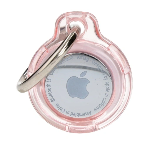 Etui Bizon Case Locator Keychain do Apple AirTag przezroczysto-różowe