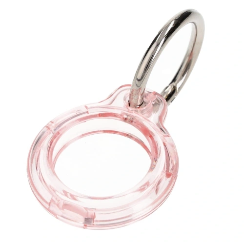 Etui Bizon Case Locator Keychain do Apple AirTag przezroczysto-różowe
