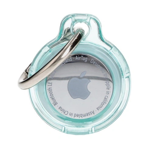 Etui Bizon Case Locator Keychain do Apple AirTag przezroczysto-miętowe