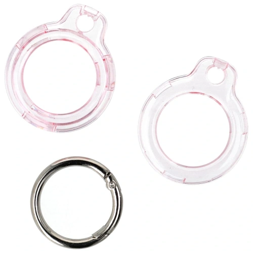 Etui Bizon Case Locator Keychain do Apple AirTag przezroczysto-różowe