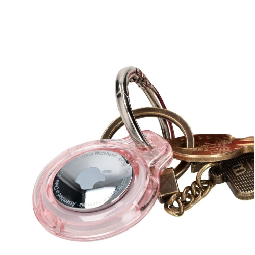 Etui Bizon Case Locator Keychain do Apple AirTag przezroczysto-różowe