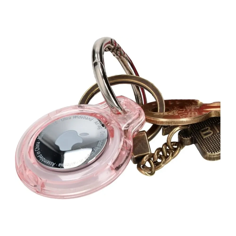 Bizon Case Locator Keychain Apple AirTag clear-pink