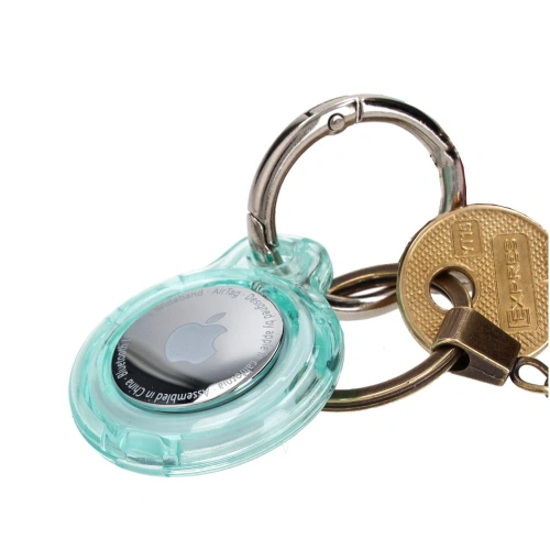 Etui Bizon Case Locator Keychain do Apple AirTag przezroczysto-miętowe