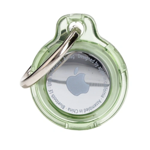Etui Bizon Case Locator Keychain do Apple AirTag przezroczysto-zielone