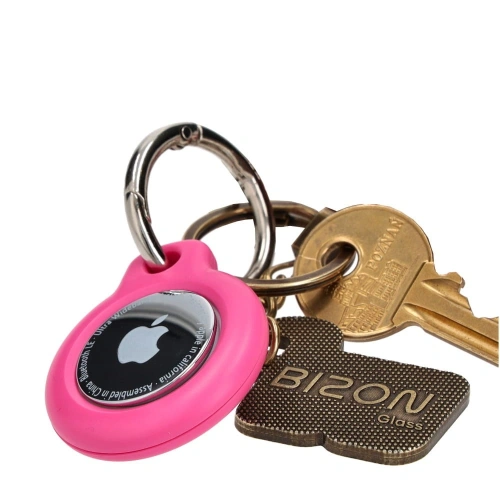 Etui Bizon Case Locator Keychain do Apple AirTag różowe