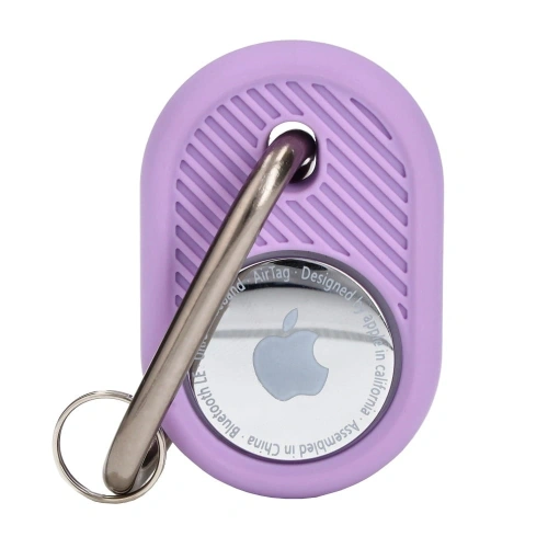 Etui Bizon Case Locator Travel do Apple AirTag fioletowe