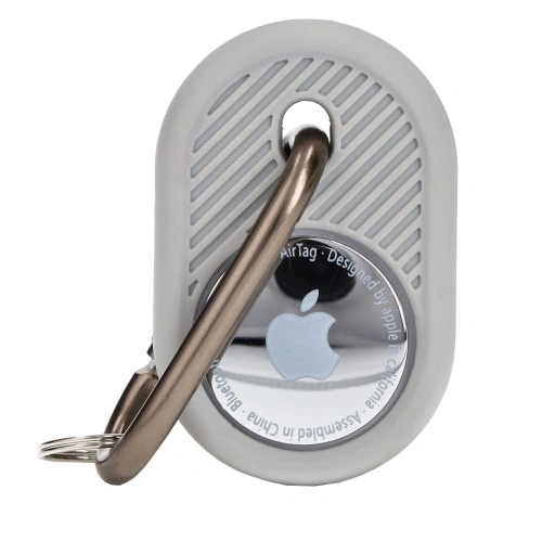 Etui Bizon Case Locator Travel do Apple AirTag szare