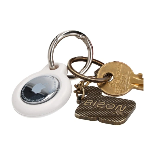 Etui Bizon Case Locator Keychain do Apple AirTag białe
