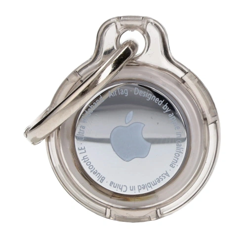 Etui Bizon Case Locator Keychain do Apple AirTag przezroczysto-czarne