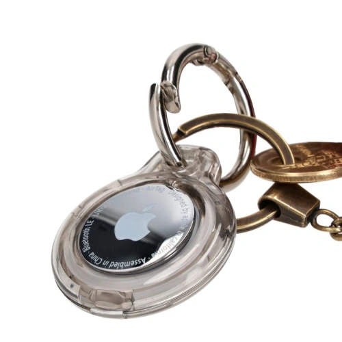Etui Bizon Case Locator Keychain do Apple AirTag przezroczysto-czarne